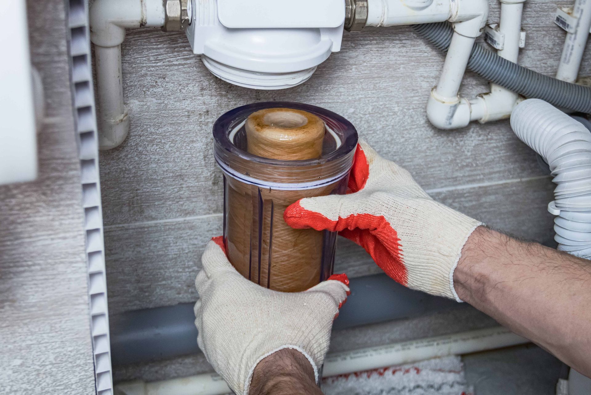 A water filter being replaced