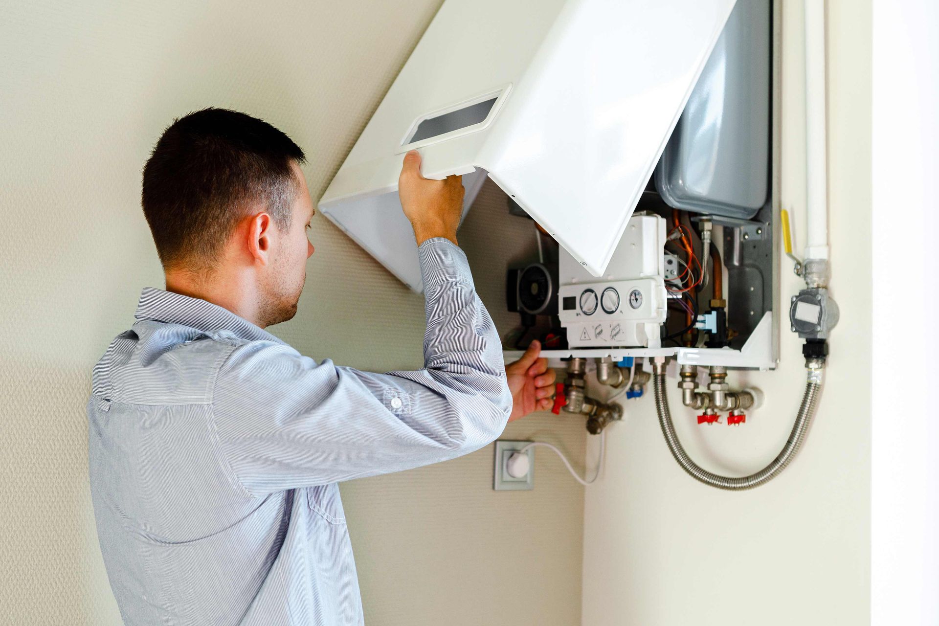 Water heater installation work in progress
