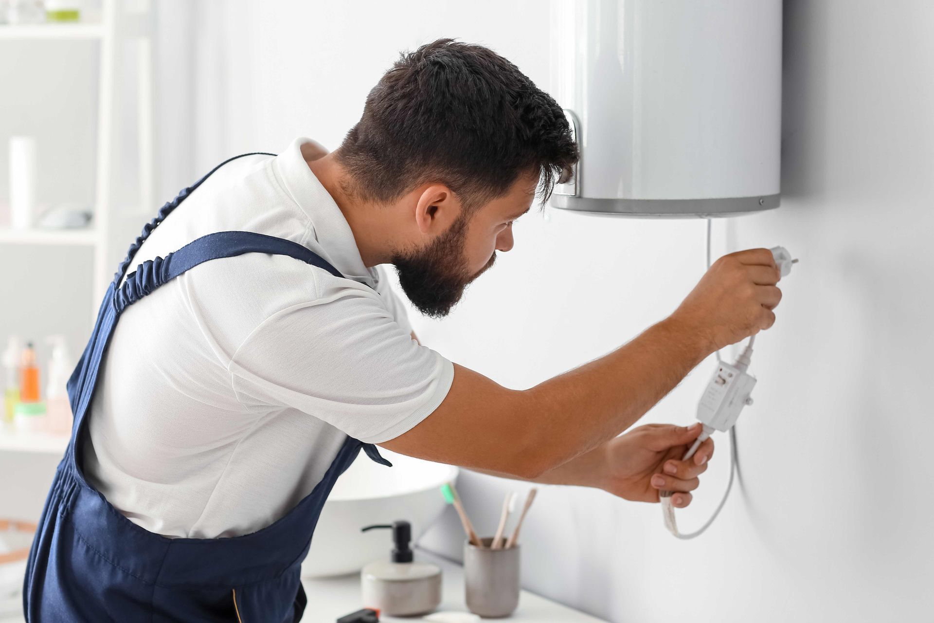 Water heater maintenance work